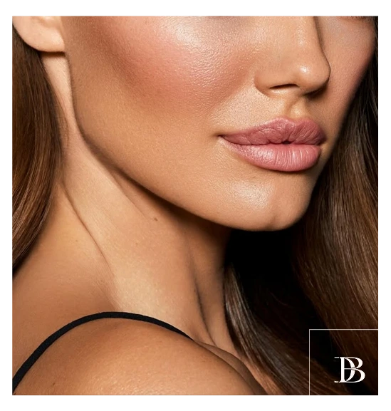 Close-up of woman's face and shoulder showing skin texture and definition
